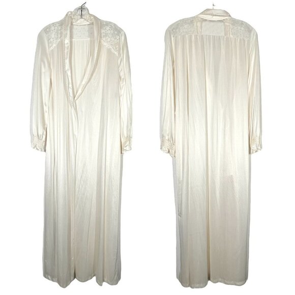 Vintage Robe Satin Long Robe Nightgown Lace Trim Size Medium - Picture 1 of 10